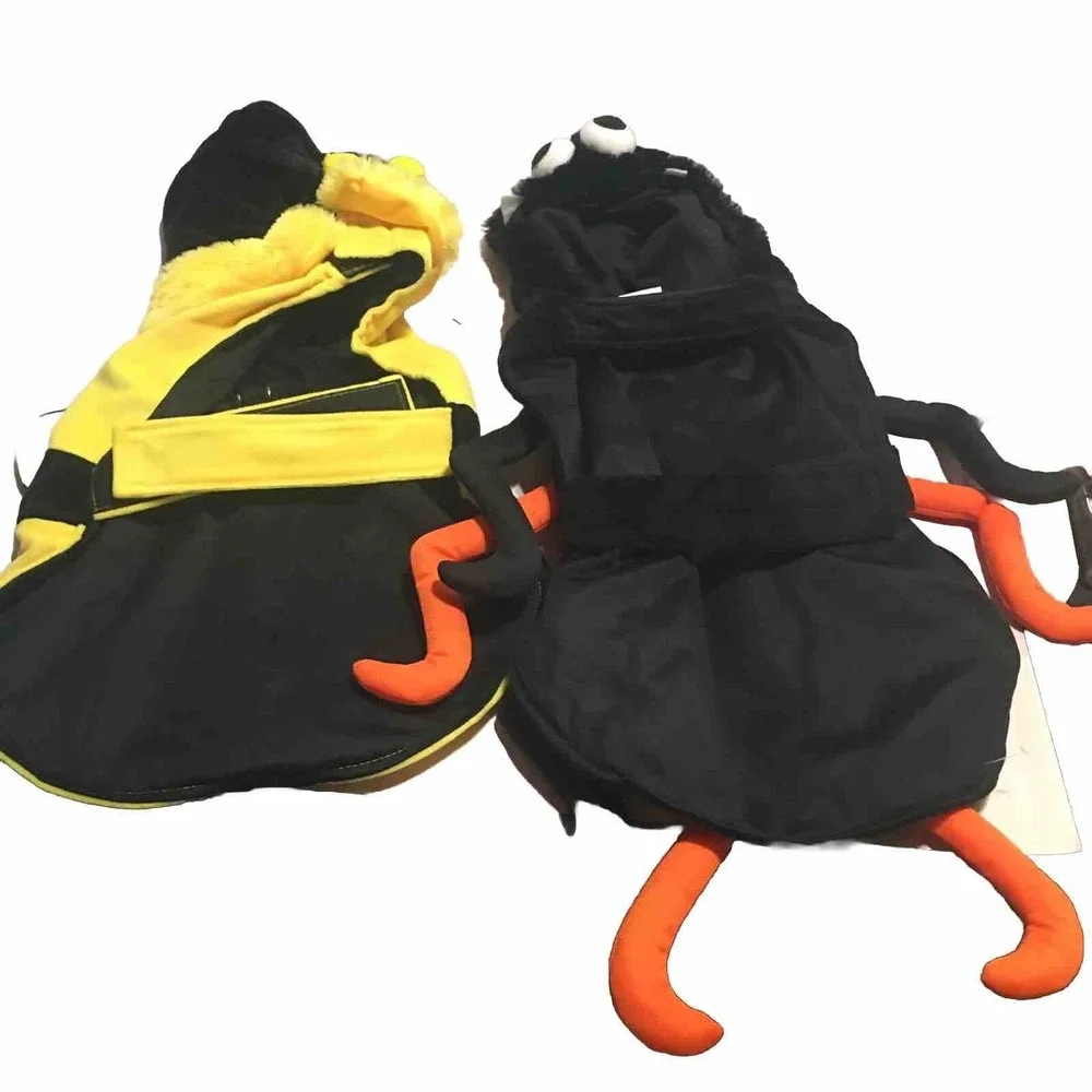 Dog Halloween Costumes Bumble Bee and Spider  Hook and Loop Closure Size M/L